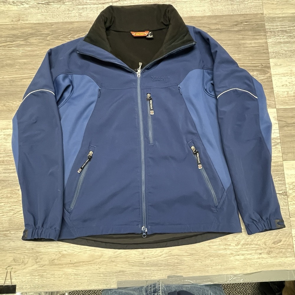 Marmot Jacket Mens L Blue Fleece Lined Lightweight Comfort Windstopper Adult